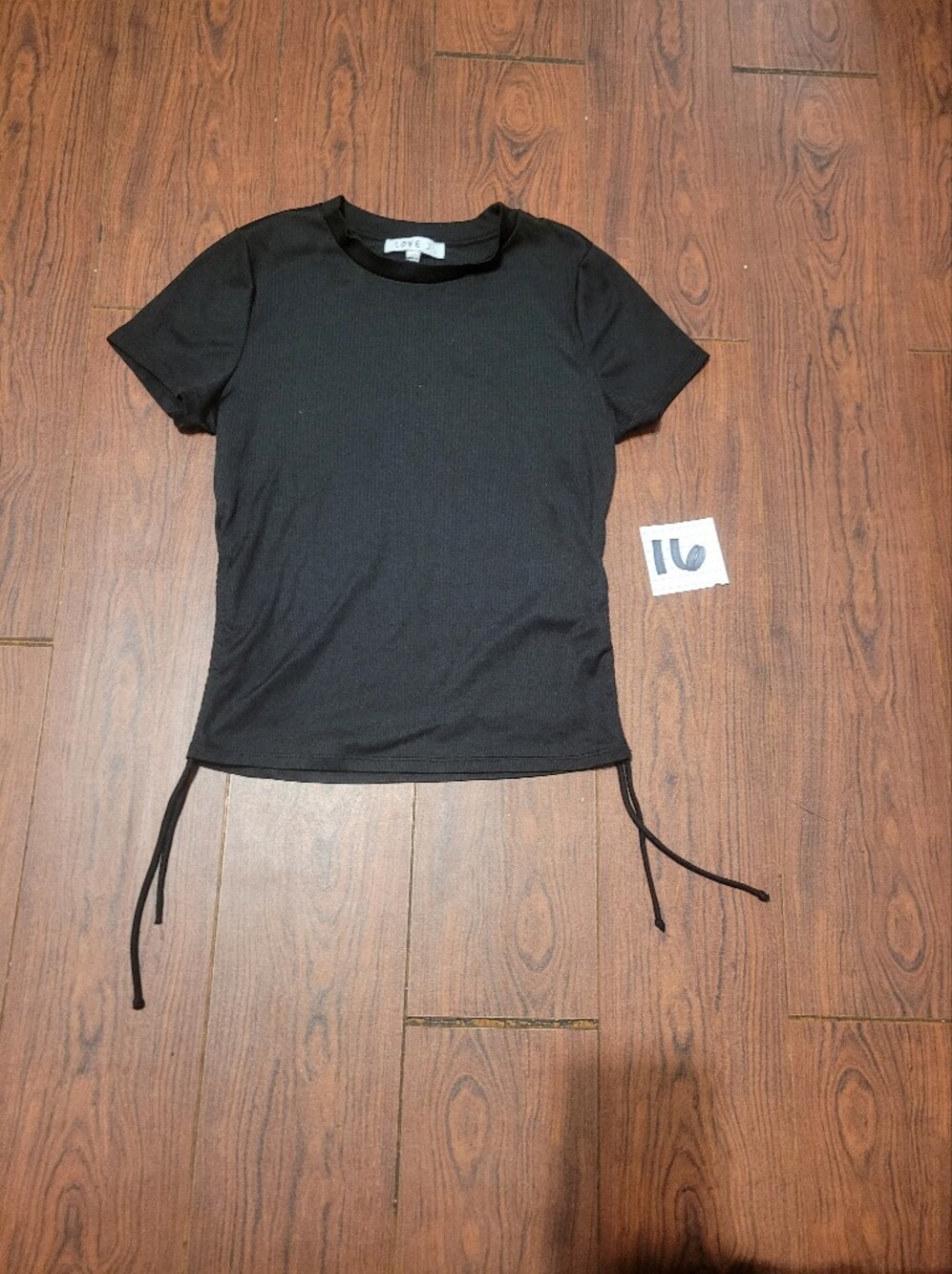 love J Black Short Sleeve Tee with Side Drawstrings